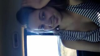 Girl gives blowjob in car