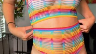 Vicky Stark Colorful Crochet Outfit Try On Onlyfans Video Leaked