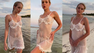 Caroline Zalog Nude Beach Wet See Through Onlyfans Video