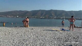 Jaana Linnéa Tervo from Nossebro tied spread eagle on the nude beach for all to see