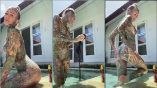 Becky Holt Nude Oiled up by the Pool Porn Video Leaked