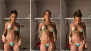 Mc Mirella removing the tanning ribbon