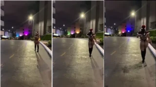 AMR.777 Dressed as Mom Noel walking in panties street