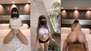 Tiktokers hot, naughty blonde in tight shorts