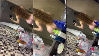 Good and tasty video of Laura Sahar showing her ass in front of the mirror