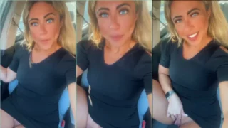 Mrs. Venusta blonde hot babe without panties showing the pussy