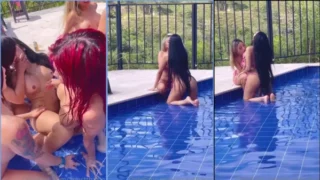 Suruba with Anastthasia, and her friends in the pool