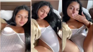 Video with dubraska lying on the transparent white lingerie bed